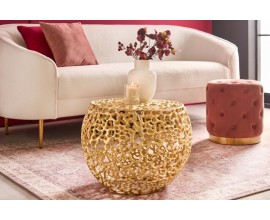 Elegantní glamour konferenční stolek Hoja zlaté barvy s kulatou konstrukcí z kovu