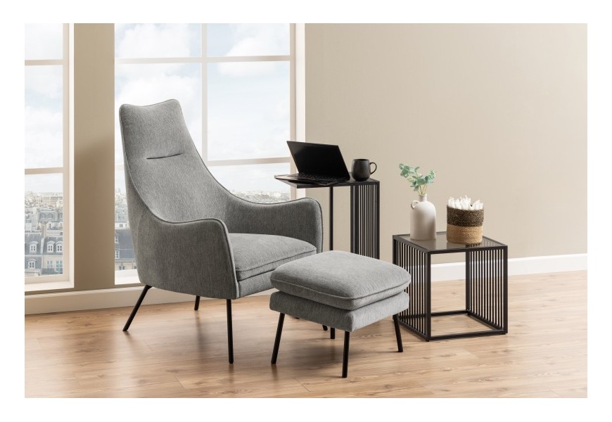 Industriální designový příruční stolek Industria Marbleux černé barvy z kovu a mramoru