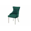 Zámecká stylová jídelní židle Eleanor se sametovým smaragdově zeleným čalouněním a stříbrnými nohami 94cm