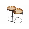 Designový set příručních stolků Elements ve zlatém art-deco provedení