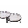 Art-deco set kulatých příručních stolků Elements stříbrná 53cm