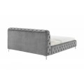 Chesterfield čalouněná manželská postel Modern Barock s šedým sametovým potahem 160x200
