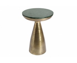 Designový příruční stolek Elements s kovovou konstrukcí ve zlaté barvě s mramorovou deskou