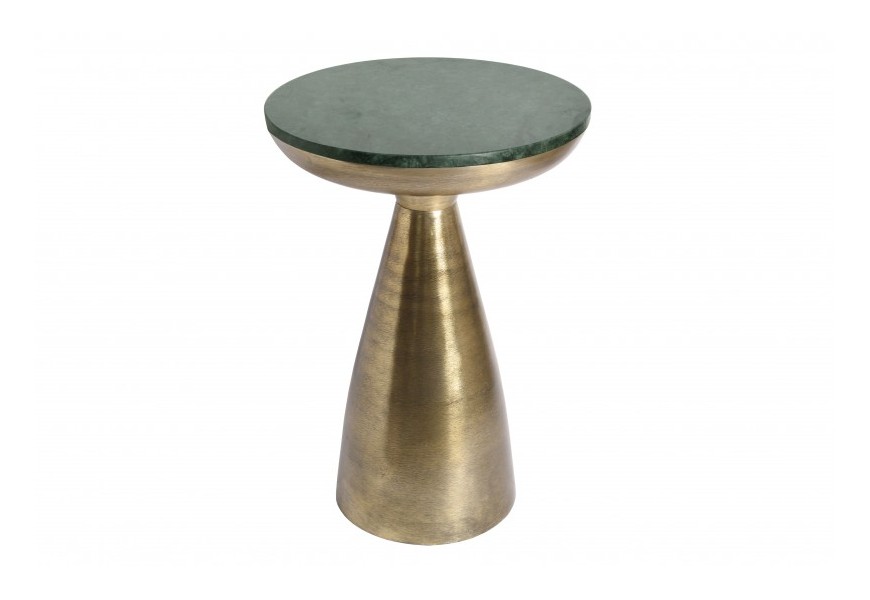 Designový příruční stolek Elements s kovovou konstrukcí ve zlaté barvě s mramorovou deskou