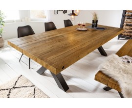 Industriální jídelní stůl Freya z masivního dřeva s černýma nohama z kovu 240cm