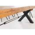 Industriální jídelní stůl Freya z masivního dřeva s černým zkříženýma nohama z kovu 300cm