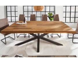 Industriální masivní stůl Comedor z masivního dřeva a černýma zkříženýma nohama z kovu 240cm