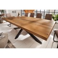 Industriální jídelní stůl Comedor s masivní dřevěnou deskou a zkříženýma nohama z kovu