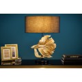Elegantní art deco stolní lampa Sidoria s podstavou z kovu ve tvaru ryby zlaté barvy