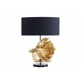 Designová art deco stolní lampa Sidoria se zlatou podstavou ve tvaru ryby a černým stínítkem 65cm