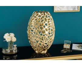 Zlatá designová váza Hoja s kovovou síťovitou konstrukcí v art deco stylu