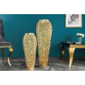 Designová váza Hoja v art deco stylu s kovovou konstrukcí zlaté barvy 65cm