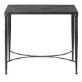 Designový příruční stolek Feyre s kamennou vrchní deskou a ozdobnýma kovovými nohami černé barvy 70cm