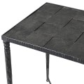 Designový příruční stolek Feyre s kamennou vrchní deskou a ozdobnýma kovovými nohami černé barvy 70cm