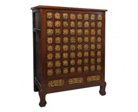 Exkluzivní orientální čínská skříňka Tengri z masivního dřeva s detailním ručním zdobením 185cm