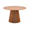 Moderní jídelní stůl Davidson ze dřeva kulatý hnědý dub 120cm