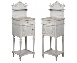 Luxusní set dvou klasických nočních stolků Ariel z mramoru v bílém provedení