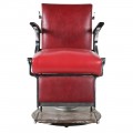 Vintage kožené barber křeslo Rebell v červené barvě s kovovou konstrukcí s nastavitelným sezením 92cm