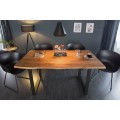 Jídelní stůl Mammut v industriálním stylu ve tvaru obdélníku v hnědé barvě na kovových černých nohách