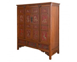 Luxusní orientální svatební skříňka Baochan z masivního dřeva s ručním čínským zdobením 184cm