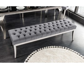 Barokn&iacute; lavice Modern Barock bez opěrek na nerezov&yacute;ch nožičk&aacute;ch se sametov&yacute;m &scaron;ed&yacute;m čalouněn&iacute;m 165cm