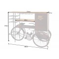 Designový industriální barový pult Tricycle z mangového dřeva s kovovou konstrukcí ve tvaru kola 190cm