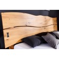 Masivní designová manželská postel Sheesham z palisandrového dřeva naturální hnědé barvy 180x200cm