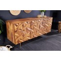 Designový art deco příborník Sovoy z masivního dřeva sheesham v přírodní hnědé barvě se zlatým kovovým nohama