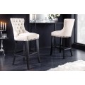 Elegantní barová židle Modern Barock se světlým béžovým potahem a designovým prošíváním 74cm