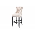 Elegantní čalouněná barová židle Modern Barock s chesterfield prošíváním a potahem ve světle béžové barvě