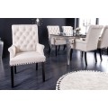 Designov&aacute; j&iacute;deln&iacute; židle Modern Barock se světl&yacute;m b&eacute;žov&yacute;m pro&scaron;&iacute;van&yacute;m čalouněn&iacute;m a čern&yacute;ma nohama 102cm