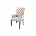 Designov&aacute; j&iacute;deln&iacute; židle Modern Barock se světl&yacute;m b&eacute;žov&yacute;m pro&scaron;&iacute;van&yacute;m čalouněn&iacute;m a čern&yacute;ma nohama 102cm