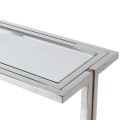 Designový chromový konzolový stolek Anesi stříbrné barvy se skleněnou vrchní deskou 150cm