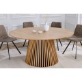 Elegantní moderní jídelní stůl Davidson kulatého tvaru z masivního duo'bového dřeva světle hnědé barvy