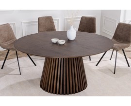 Moderní jídelní stůl Davidson ze dřeva kulatý tmavě hnědý dub 120cm