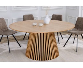 Moderní jídelní stůl Davidson ze dřeva kulatý hnědý dub 120cm