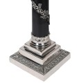 Luxusní stolní lampa Helion s černo-stříbrnou ozdobnou podstavou z kovu a černým stínítkem 97cm