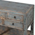 Vintage konzolový stolek Kolorida s devíti zásuvkami z masivního dřeva šedé barvy s patinou 190cm