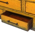 Vintage konzolový stolek Kolorida z masivního dřeva ve žlutém provedení s patinou