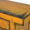 Vintage masivní konzolový stolek Kolorida ve žlutém provedení se sedmi šuplíky a designovou patinou 250cm