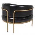 Kožené designové křeslo Elio ve vintage stylu černé barvy se zlatou konstrukcí z kovu 70cm
