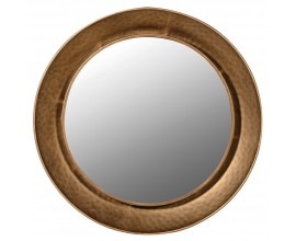 Designové nástěnné zrcadlo Melios s kulatým zlatým rámem z kovu 88cm