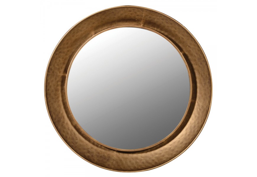 Designové kulaté nástěnné zrcadlo Melios se zlatým kovovým rámem
