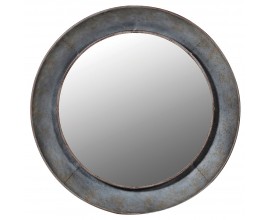 Orientální nástěnné zrcadlo Rovenna s kulatým rámem šedé barvy s patinou 88cm