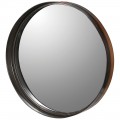 Designové kulaté nástěnné zrcadlo Cain s kovovým tmavě hnědým rámem