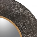 Designové kulaté zrcadlo Samei z kovu tmavě hnědé barvy se strukturovaným rámem 80cm