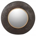 Stylové art deco nástěnné zrcadlo Samei s tmavě hnědým strukturovaným rámem z kovu