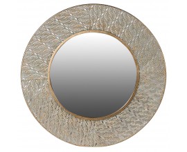 Orientální kulaté filigránové kovové zrcadlo Loran se zlatým efektem