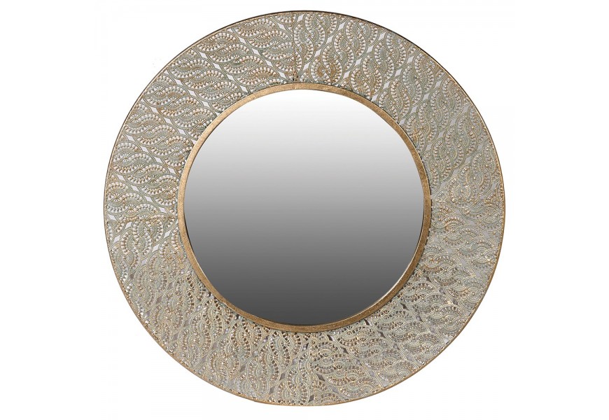 Filigránové nástěnné zrcadlo Loran doprovázené perforací zlaté barvy
