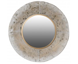 Zlaté kulaté texturované nástěnné zrcadlo Meriss v industriálním stylu